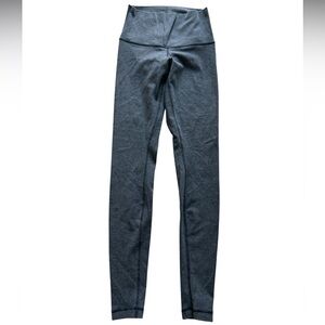 Lululemon High Rise Leggings Gray Logo Back Seamless Waistband No Size Tag